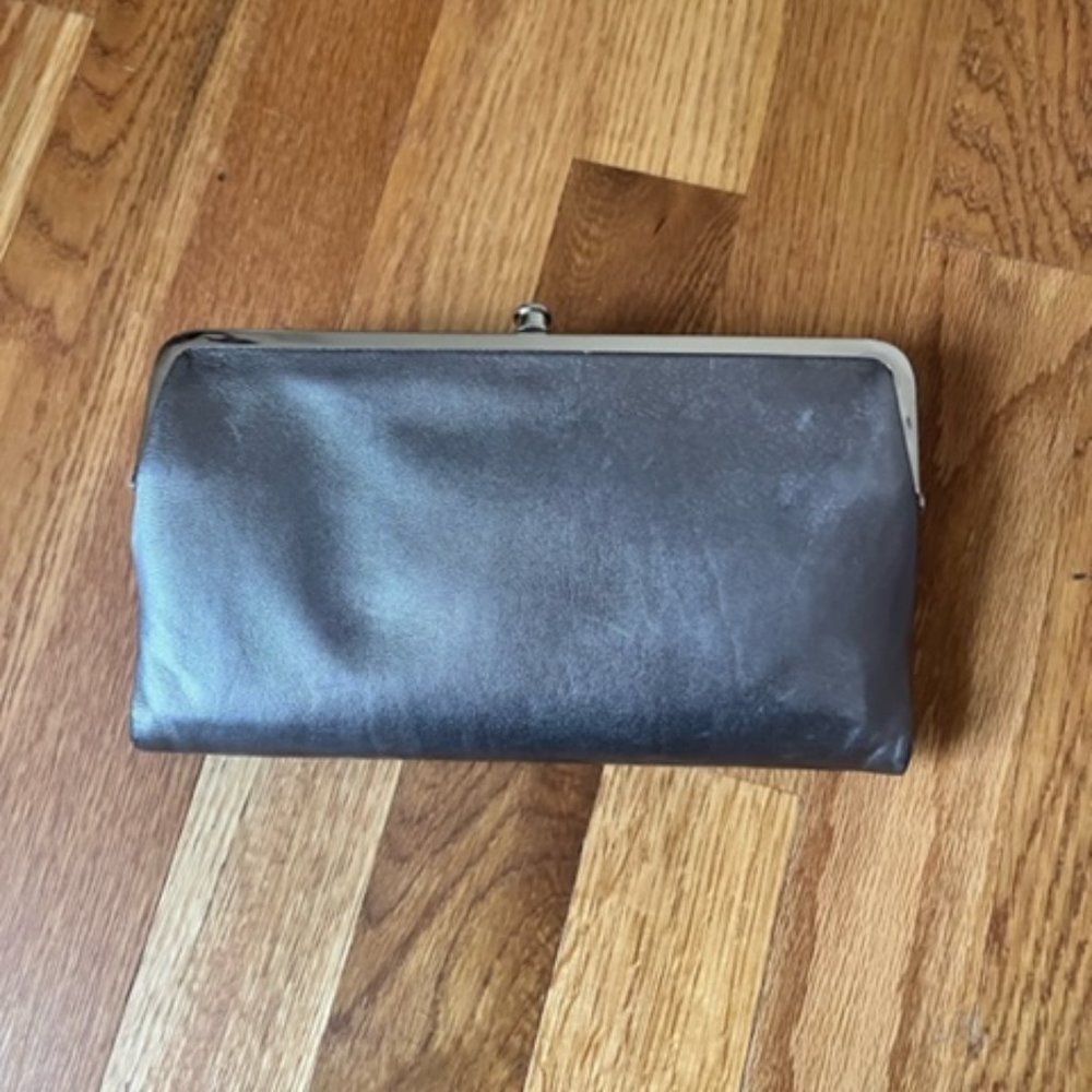 Hobo Rare Vintage Metallic Silver Leather Lauren Wallet/Clutch